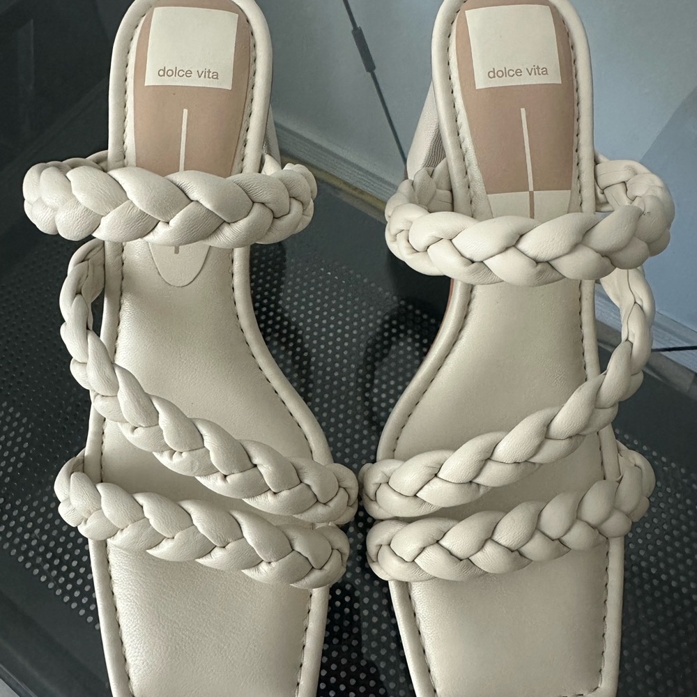 Dolce Vita Cream Braided Slide Sandals